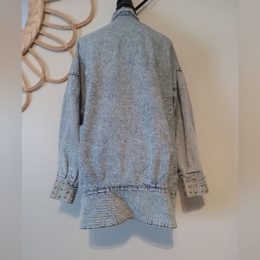 Rare Vintage Oversized Embellished Denim Jacket with Colorful Accents - Picture 6 of 10